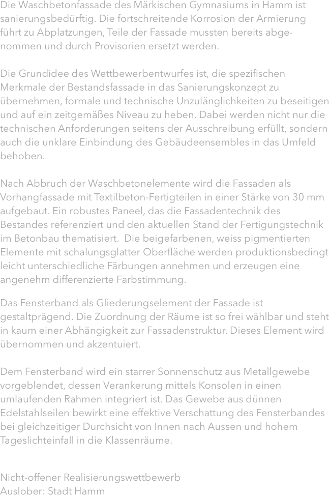 Die Waschbetonfassade des Märkischen Gymnasiums
